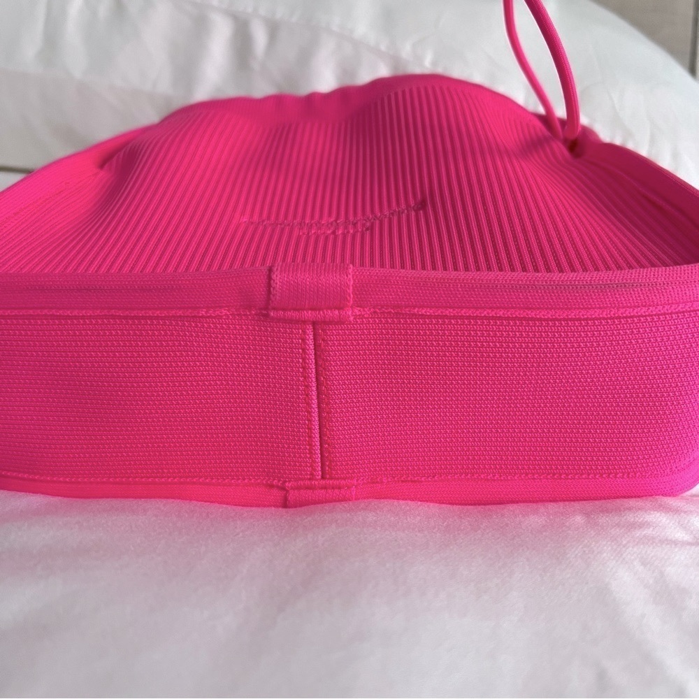 NEW! Alexander Wang Neon Bubblegum Pink Ryan Small Ribbed Knit Bag Satchel FWRD - Picture 5 of 12
